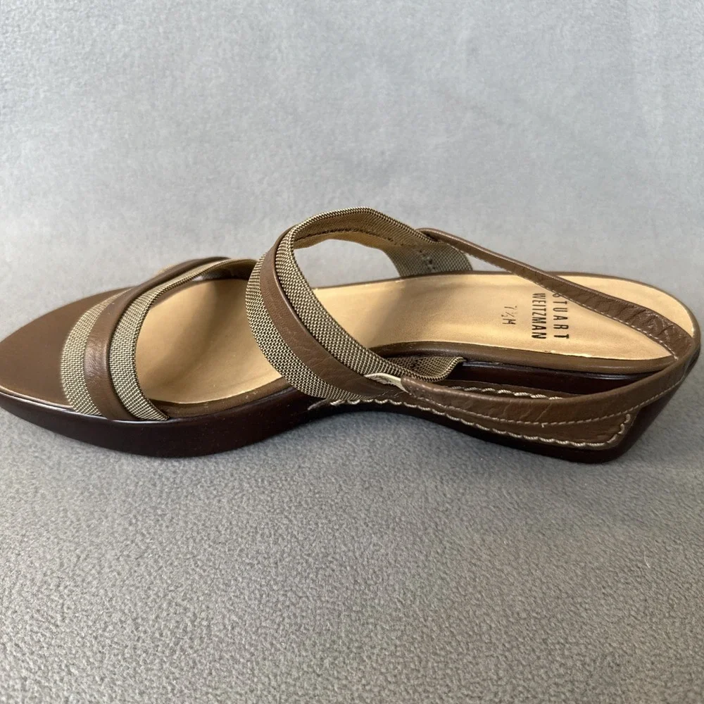 Stuart Weitzman Wedge Sandals Womens 7.5‎ Brown Slingback 2